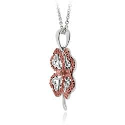 DB Designs Rose Gold over Silver Champagne Diamond Four leaf Clover Necklace DB Designs Diamond Necklaces