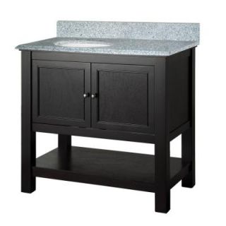 Foremost Gazette 37 in. W x 22 in. D Vanity in Espresso with Granite Top in Napoli with Left Offset Basin GAEANA3722LB