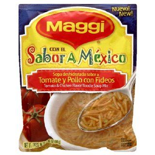 Maggi, Con El Sabor A Mexico Soup Mix, Tomato & Chicken Flavor Noodle, 2.96 Ounce Packets (Pack of 24)  Packaged Noodle Soups  Grocery & Gourmet Food