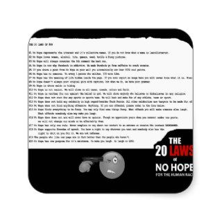20 Laws of No Hope for the Human Race Square Sticker
