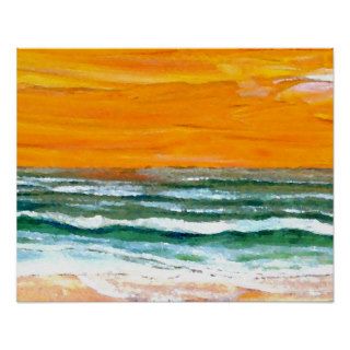 Joy Ocean Waves Sunrise Beach Art Poster Seashore