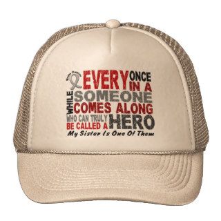 HERO COMES ALONG 1 Sister BRAIN CANCER T Shirts Mesh Hats