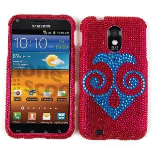 DIAMOND BLING COVER FOR SAMSUNG GALAXY SII EPIC 4G TOUCH CASE FACEPLATE HARD PLASTIC BLUE FACE FD254 D710 CELL PHONE ACCESSORY Cell Phones & Accessories