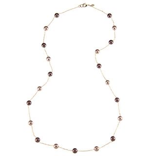 Roman Goldtone Champagne and Brown Faux Pearl 30 inch Necklace Roman Fashion Necklaces
