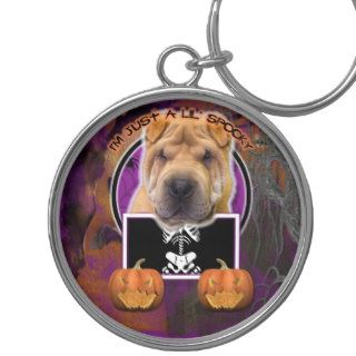 Halloween   Just a Lil Spooky   Chinese Shar Pei Keychains