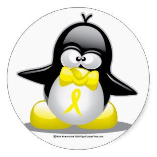 Yellow Ribbon Penguin Stickers