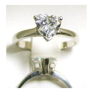Heart shaped Cubic Zirconia CZ One Carat Solitaire Ring   Size 8.0   JewelryWeb Jewelry
