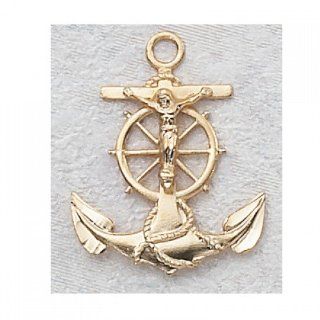 Gold over Sterling Silver ANCHOR CRUCIFIX Jewelry