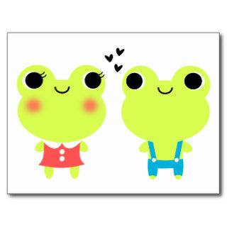 Cute Kawaii Cartoon Frog  Valentines Postcard