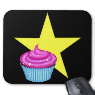 Pink Star Realistic Cartoon Cupcake Mousepad