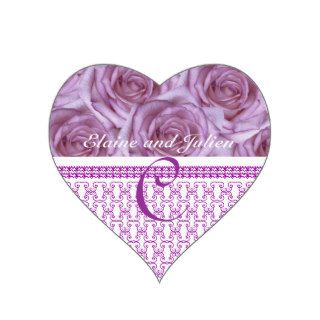 Wedding Monogram  Purple Roses Letter C  Sticker