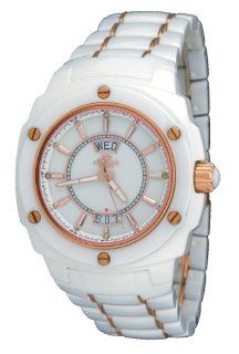 Oniss #ON436 M Men's Rose Trim Sapphire Crystal Genuine Diamond Markers White Ceramic Watch Watches
