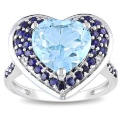 Miadora Silver Blue Topaz and Created Sapphire Ring Miadora Gemstone Rings