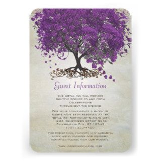 Purple Heart Leaf Tree Wedding Information Card