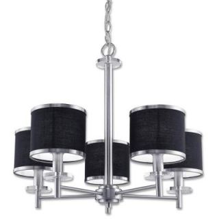 Medford Collection 5 Light Satin Nickel Chandelier with Black Fabric Shade 23070 H5