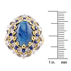 Michael Valitutti Two tone Oval cut Apatite and Blue Sapphire Ring Michael Valitutti Gemstone Rings
