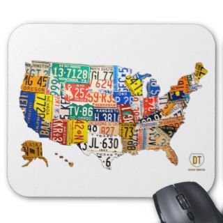 United States License Plate Map Mouse Pad