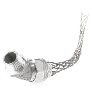 Woodhead 36826 Cable Strain Relief, 45 Degree Angle Male, Deluxe Cord Grip, Aluminum Body, Stainless Steel Mesh, 1" NPT Thread Size, .437 .562" Cable Diameter, F4 Form Size Electrical Cables