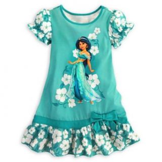 Disney Princess Jasmine Aladdin Ruffled Nightshirt Nightgown Pajama for Girls Toddlers (XS 4 Extra Small) Clothing