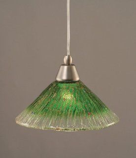 Toltec Lighting 22 BN 437 One Light Cord Mini Pendant, Brushed Nickel Finish with Kiwi Green Crystal Glass   Ceiling Pendant Fixtures  