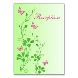 Pink and Green Floral Butterflies Enclosure Card Business Cards