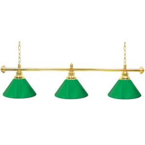 Trademark Global 60 in. Three Shade Green and Brass Hanging Billiard Lamp 4800G GRN