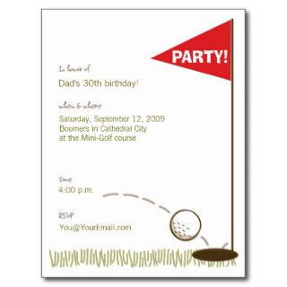 Golf Party Invitations Post Cards