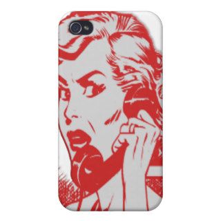 Vintage Woman having a upsetting phone call in red iPhone 4/4S Covers