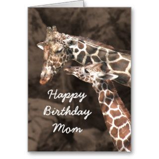 Happy Birthday Giraffe Mom and Baby Customize Greeting Cards