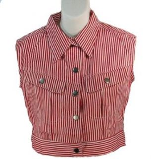 Cotton Express Striped Collared Sleeveless Shirt Button Down Shirts