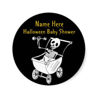 Scary Skeleton Baby Shower Round Stickers