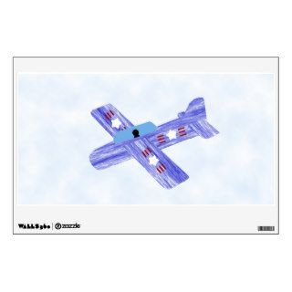 Patriotic Balsa Wood Replica Airplane Decal Wall Decals