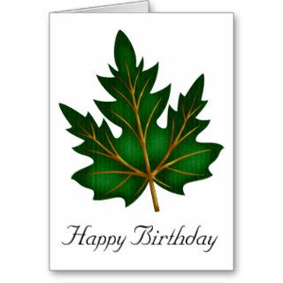Green 1 Leaf Fall Season Happy Birthday Card