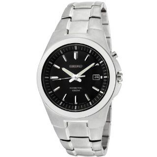 Seiko Men's SKA457 Kinetic Black Dial Stainless Steel Watch at  Men's Watch store.