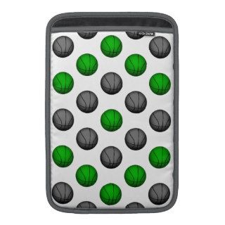 Green and Gray Basketball Pattern MacBook Sleeves