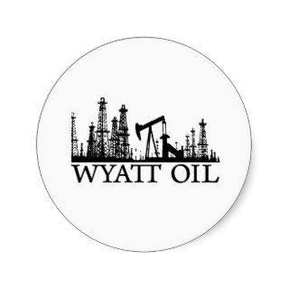 Wyatt Oil / Black Logo Round Stickers