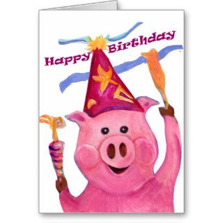 Happy Birthday Celebration Pig Card