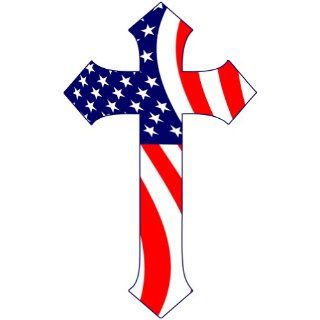 American Flag Gothic Cross 5" Sticker 