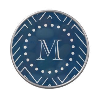 Navy Blue and White Chevron Pattern, Your Monogram Jelly Belly Candy Tin