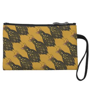 Prim Primsy Country Crow Yellow Brown Funky Rustic Wristlet Purse