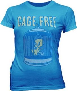 Junk Food Looney Tunes Tweety Bird Cage Free Blue Juniors T shirt Clothing