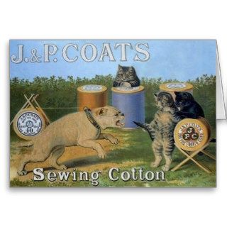 Vintage Cat Sewing Cotton Ad Note Card
