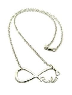 Silver Tone Rusher Infinity Sign BTR Fan 3mm 18" Link Chain Necklace XC442R Clothing
