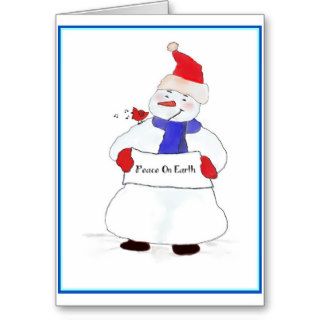 Snowman Peace On Earth Greeting Cards