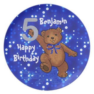 5th Birthday Dancing Teddy Bear Party Plate