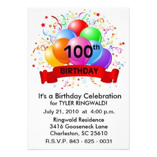 100th Birthday Banner Balloons Personalized Announcement
