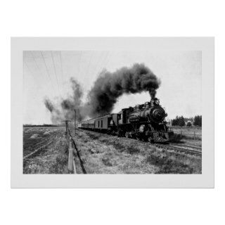 Vintage Steam Locomotive Train Poster