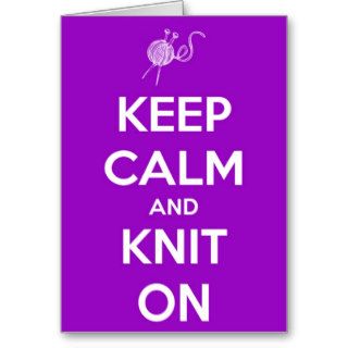 Keep Calm and Knit On Fuschia Card