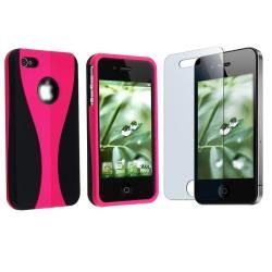 Hot Pink Case/ Screen Protector for Apple iPhone 4 Eforcity Cases & Holders