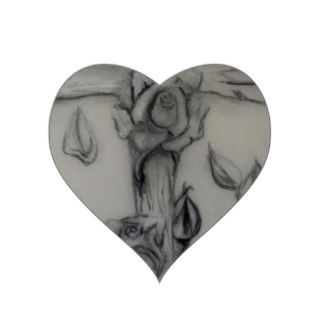 Rugged cross and roses heart sticker